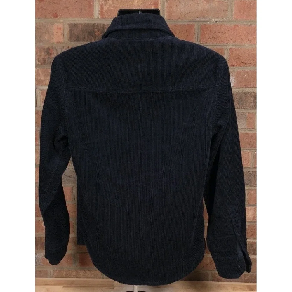 UNTUCKit Mens Small Navy Blue Corduroy Button Down Shirt Jacket Long Sleeve